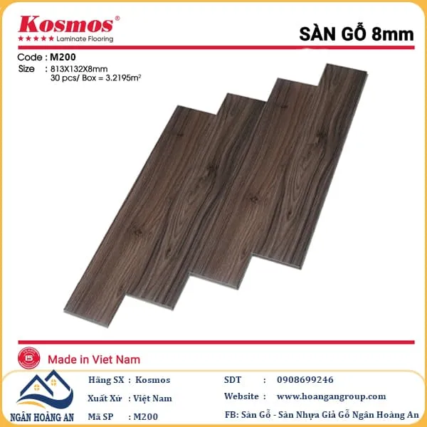 Sàn Gỗ Công Nghiệp Kosmos 8mm M200 Tại Quận 11 TPHCM