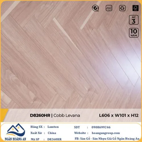 Sàn Gỗ Công Nghiệp Lamton Xương Cá D8260HR 12mm
