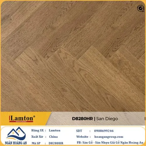 Sàn Gỗ Công Nghiệp Lamton Xương Cá D8280HR 12mm