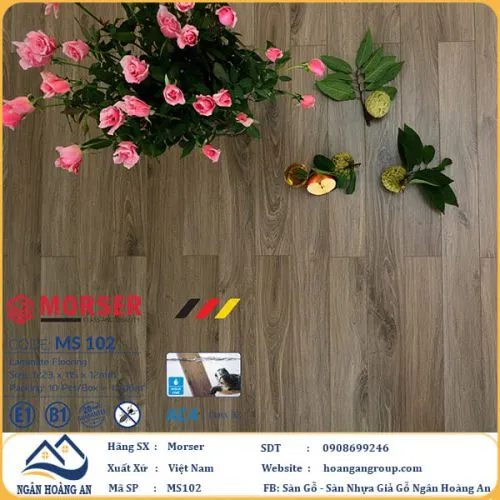 Sàn Gỗ Công Nghiệp Morser Cốt Xanh 12mm MS 102