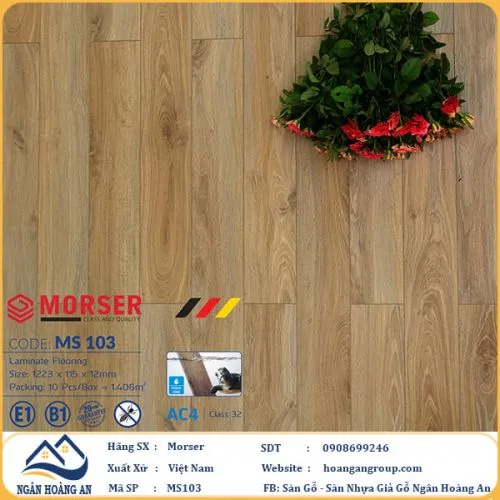 Sàn Gỗ Công Nghiệp Morser Cốt Xanh 12mm MS 103