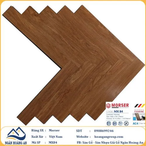 Sàn Gỗ Công Nghiệp Morser Xương Cá Cốt Xanh 8mm MX 84