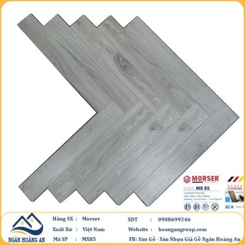 Sàn Gỗ Công Nghiệp Morser Xương Cá Cốt Xanh 8mm MX 85