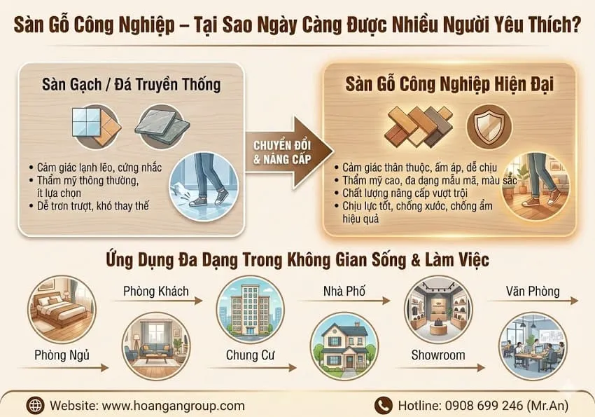 Sàn Gỗ Công Nghiệp – Tại Sao Ngày Càng Được Nhiều Người Yêu Thích? Sàn Gỗ Công Nghiệp – Tại Sao Ngày Càng Được Nhiều Người Yêu Thích?