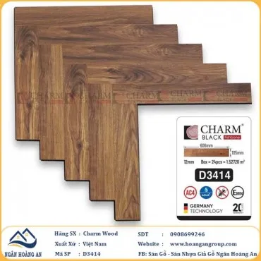 Sàn Gỗ Xương Cá Charm D3414 Cốt Đen Dày 12mm