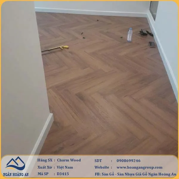 Sàn Gỗ Xương Cá Charm D3415 Vân Gỗ Chân Thật