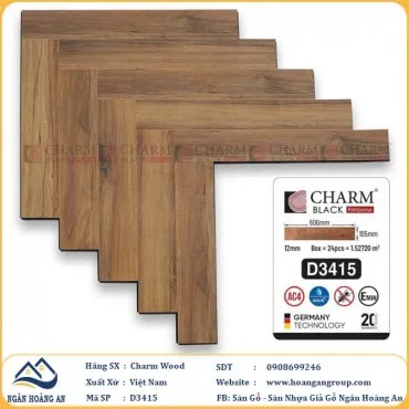 Sàn Gỗ Xương Cá Charm D3415 Cốt Đen Dày 12mm