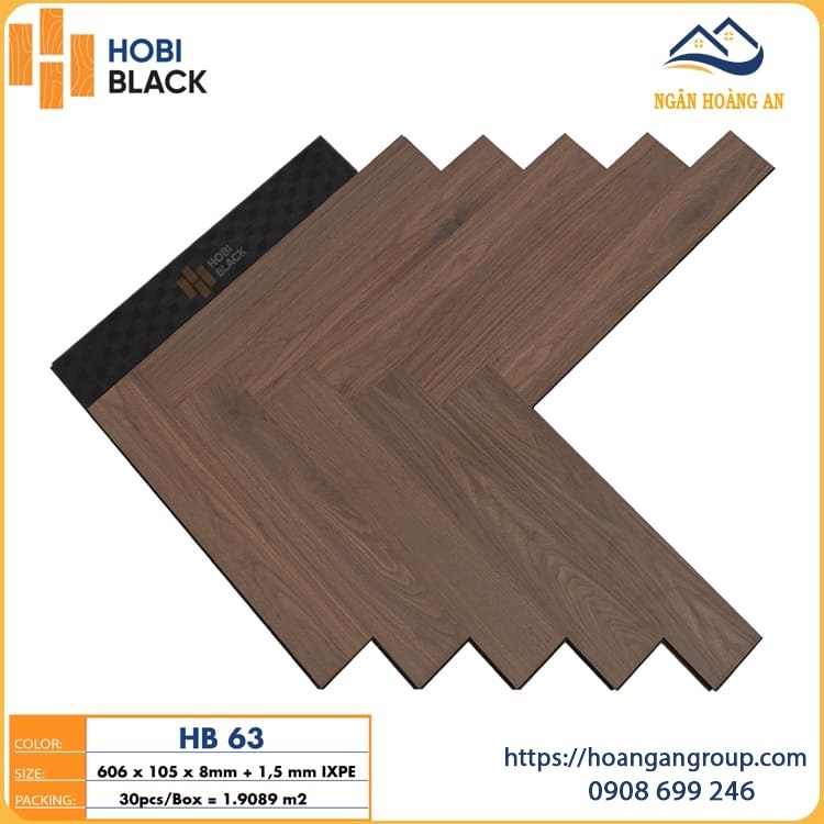 Sàn Gỗ Công Nghiệp Xương Cá Hobi Black 8mm HB63