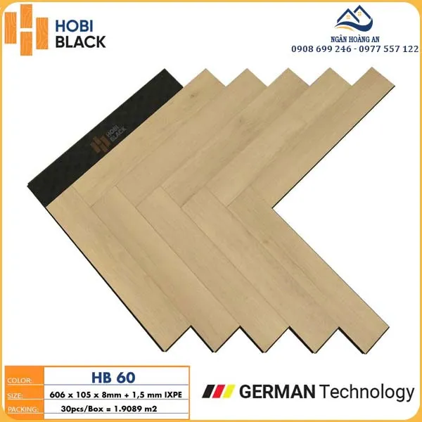 Sàn Gỗ Công Nghiệp Hobi Wood Xương Cá 8mm HB 60 Sàn Gỗ Công Nghiệp Hobi Wood Xương Cá 8mm HB 60
