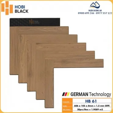Sàn Gỗ Công Nghiệp Hobi Black Xương Cá Cốt Đen HB 61