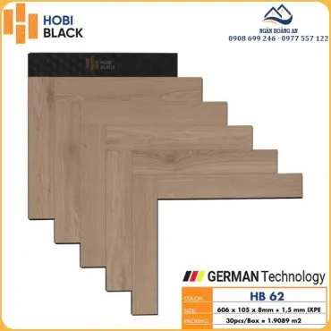 Sàn Gỗ Công Nghiệp Hobi Black Xương Cá Cốt Đen HB 62