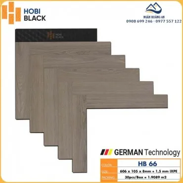 Sàn Gỗ Công Nghiệp Hobi Black Xương Cá Cốt Đen HB 66