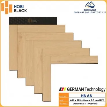 Sàn Gỗ Công Nghiệp Hobi Black Xương Cá Cốt Đen HB 68