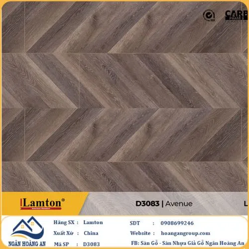 Sàn Gỗ Công Nghiệp Lamton Vân Xương Cá D3083 12mm