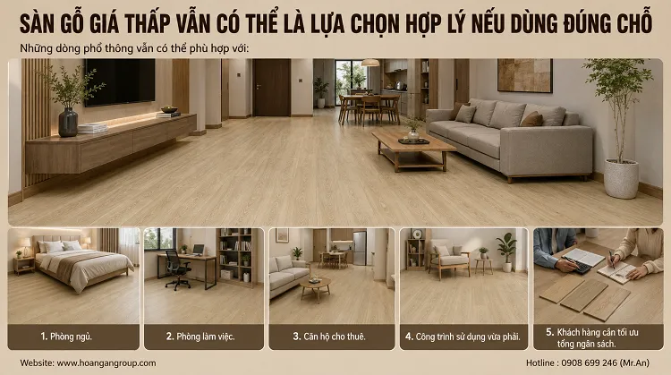 Sàn Gỗ Giá Thấp Vẫn Có Thể Là Lựa Chọn Hợp Lý Nếu Dùng Đúng Chỗ Sàn Gỗ Giá Thấp Vẫn Có Thể Là Lựa Chọn Hợp Lý Nếu Dùng Đúng Chỗ
