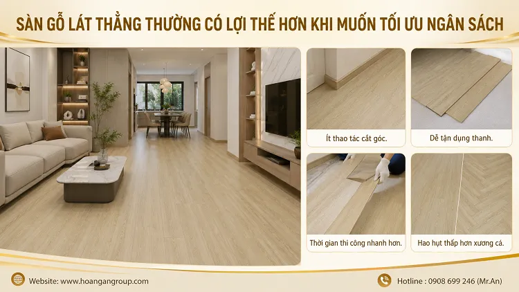 Sàn Gỗ Lát Thẳng Thường Có Lợi Thế Hơn Khi Muốn Tối Ưu Ngân Sách