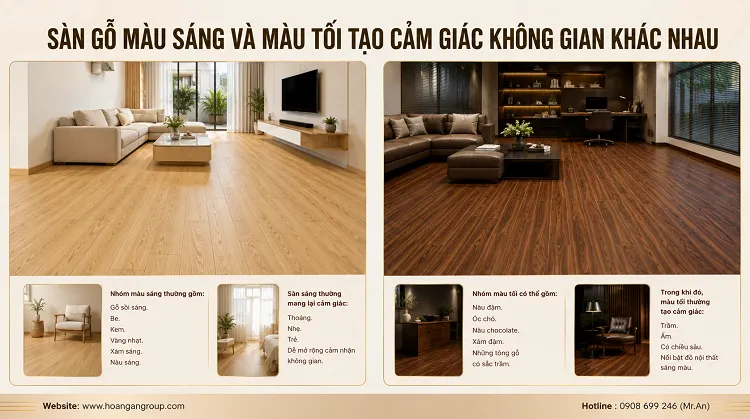Sàn Gỗ Màu Sáng Và Màu Tối Tạo Cảm Giác Không Gian Khác Nhau
