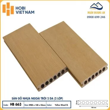 Sàn Gỗ Nhựa 2 Lớp Phủ Polymer Lỗ Tròn Hobiwood HB663 Yellow Wood 