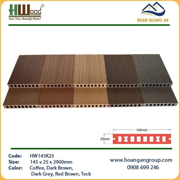 Sàn Gỗ Nhựa Ngoài Trời HWOOD HW145K25