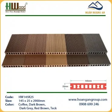 Sàn Sân Vườn Gỗ Nhựa Ngoài Trời Hwood HW145K25