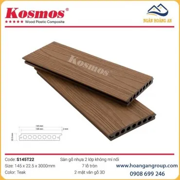 Sàn Gỗ Nhựa Lỗ Tròn 2 Da Ngoài Trời Kosmos S145T22 Teak