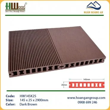 Sàn Sân Vườn Gỗ Nhựa Ngoài Trời Hwood HW145K25 Dark Brown