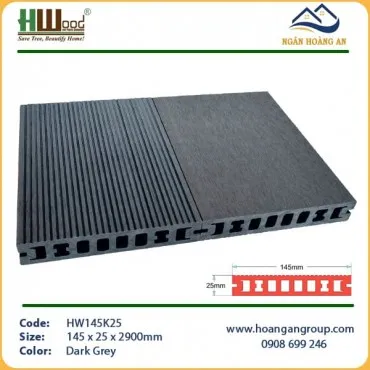 Sàn Gỗ Nhựa Ngoài Trời Hwood HW145K25 Dark Grey