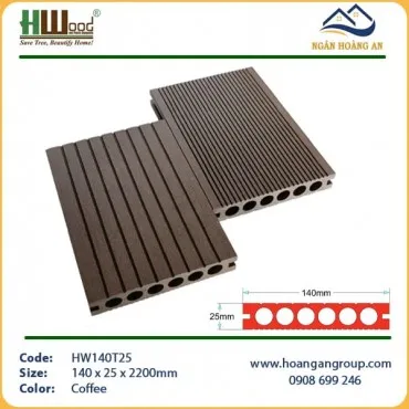 Sàn Gỗ Nhựa Ngoài Trời Lỗ Tròn Hwood HW140T25 Coffee