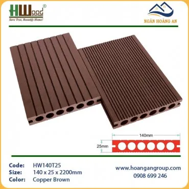 Sàn Gỗ Nhựa Ngoài Trời Lỗ Tròn Hwood HW140T25 Copper Brown