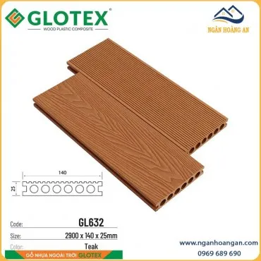 Sàn Gỗ Nhựa Ngoài Trời Composite Lỗ Tròn Glotex GL632 Teak
