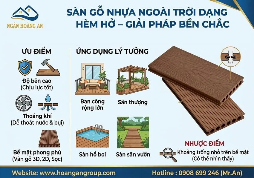 Sàn Gỗ Nhựa Ngoài Trời Dạng Hèm Hở – Giải Pháp Bền Chắc