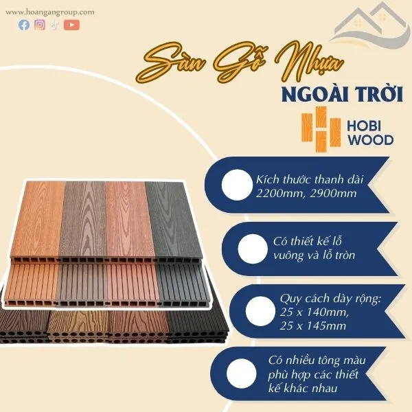 Quy Cách Thiết Kế Của Sàn Gỗ Nhựa Ngoài Trời Hobi Wood