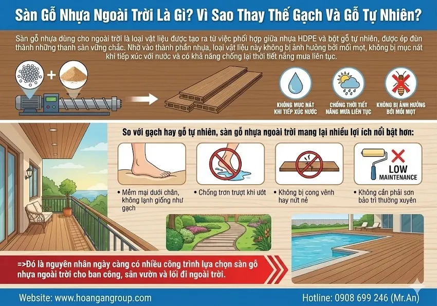Sàn Gỗ Nhựa Ngoài Trời Là Gì? Vì Sao Thay Thế Gạch Và Gỗ Tự Nhiên? Sàn Gỗ Nhựa Ngoài Trời Là Gì? Vì Sao Thay Thế Gạch Và Gỗ Tự Nhiên?