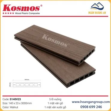 Sàn Gỗ Nhựa Ngoài Trời Lỗ Vuông 2 Da Kosmos S140V23 Walnut