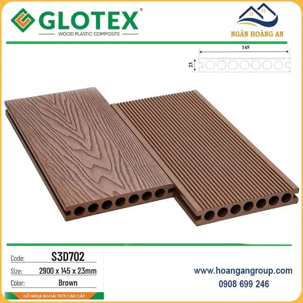 Sàn Gỗ Nhựa Ngoài Trời Lỗ Tròn Glotex Brown Tại Bình Thạnh TPHCM Sàn Gỗ Nhựa Ngoài Trời Lỗ Tròn Glotex Brown Tại Bình Thạnh TPHCM