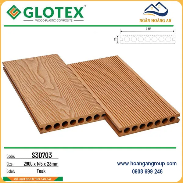 Sàn Gỗ Nhựa Ngoài Trời Lỗ Tròn Glotex S3D703 Teak Tại Phú Nhuận TPHCM Sàn Gỗ Nhựa Ngoài Trời Lỗ Tròn Glotex S3D703 Teak Tại Phú Nhuận TPHCM