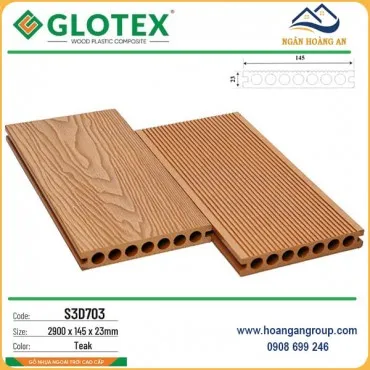 Sàn Gỗ Nhựa Ngoài Trời Glotex Lỗ Tròn S3D703 Teak