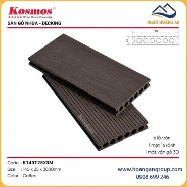 Sàn Sân Vườn Gỗ Nhựa Kosmos K140T25X3M Coffee dài 3m
