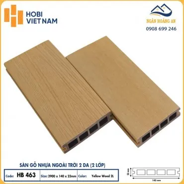 Sàn Gỗ Nhựa Ngoài Trời Lỗ Vuông 2 Lớp Hobiwood HB463 Yellow Wood