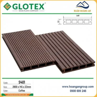 Sàn Gỗ Nhựa Ngoài Trời Glotex Lỗ Vuông S401 Coffee