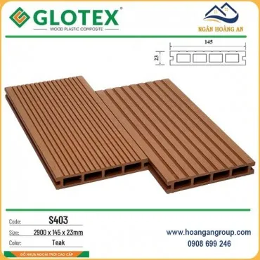 Sàn Gỗ Nhựa Ngoài Trời Glotex Lỗ Vuông S403 Teak