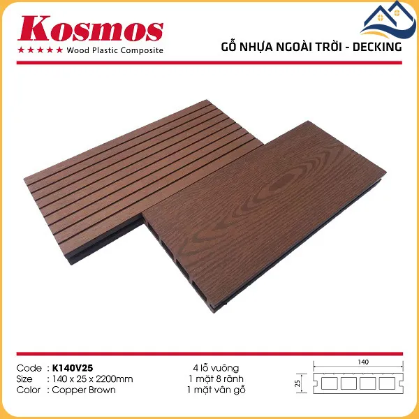 Sàn Gỗ Nhựa Ngoài Trời Kosmos Lỗ Vuông Tại Quận 7 TPHCM