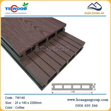 Sàn Gỗ Nhựa Ngoài Trời 4 Lỗ Vuông Tecwood TW140 Coffee