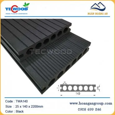 Sàn Gỗ Nhựa Ngoài Trời 6 Lỗ Tròn Tecwood TWA140 Black