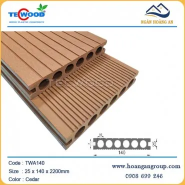 Sàn Gỗ Nhựa Ngoài Trời 6 Lỗ Tròn Tecwood TWA140 Cedar