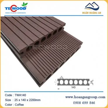Sàn Gỗ Nhựa Ngoài Trời 6 Lỗ Tròn Tecwood TWA140 Coffee