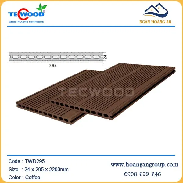 Ván Sàn Gỗ Nhựa Ngoài Trời Techwood TWD295 Coffee