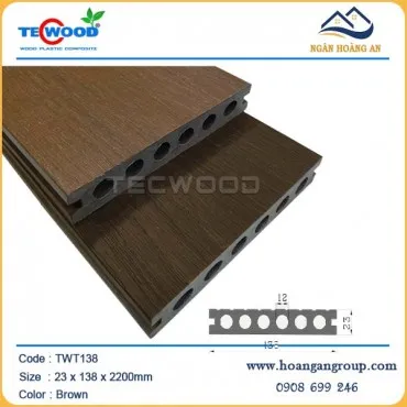 Sàn Gỗ Nhựa Ngoài Trời 6 Lỗ Tròn Tecwood TWT138 Brown