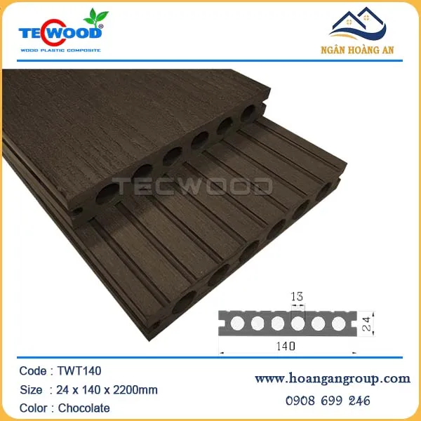 Sàn Hồ Bơi Ngoài Trời 6 Lỗ Tròn Tecwood TWT140 Chocolate Sàn Hồ Bơi Ngoài Trời 6 Lỗ Tròn Tecwood TWT140 Chocolate