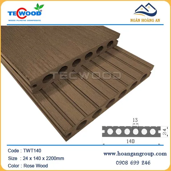 Sàn Hồ Bơi Ngoài Trời 6 Lỗ Tròn Tecwood TWT140 Rose Wood Sàn Hồ Bơi Ngoài Trời 6 Lỗ Tròn Tecwood TWT140 Rose Wood
